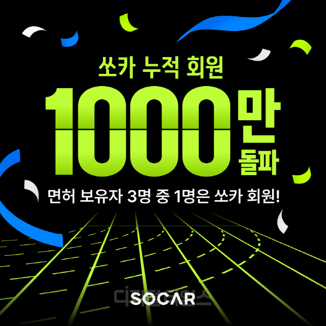 쏘카가 서비스 시작 13년 만에 회원 수 1000만명을 넘어섰다. 쏘카 제공